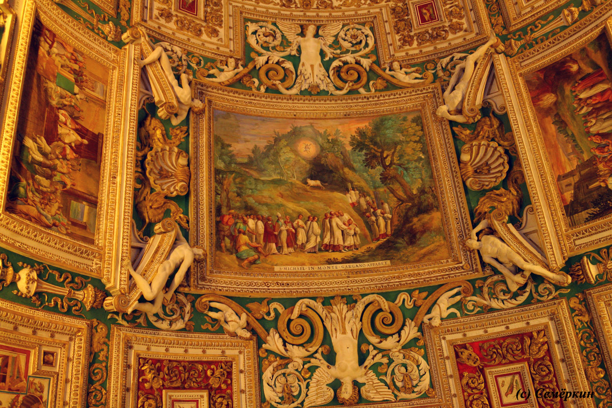 Рим - музеи Ватикана -  Роспись потолка