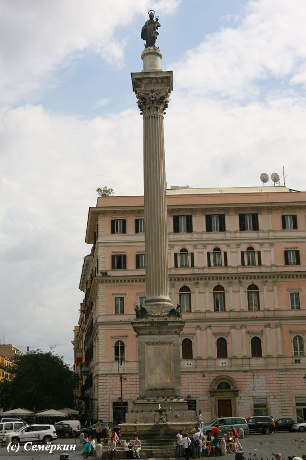 Рим - экскурсия Рим христианский - колонна с фигурой Девы Марии